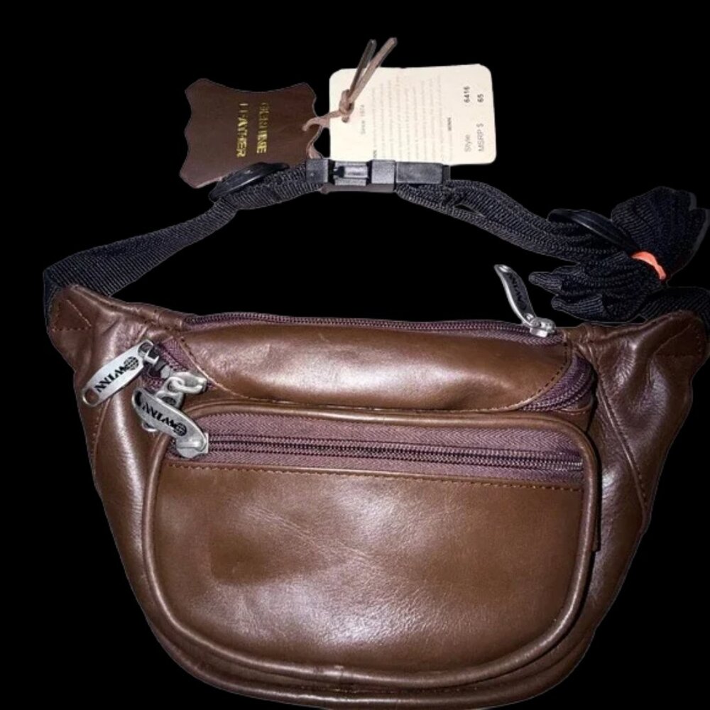 Winn International Fanny Pack Unisex OS Brown New Leather Waist Bag 6416